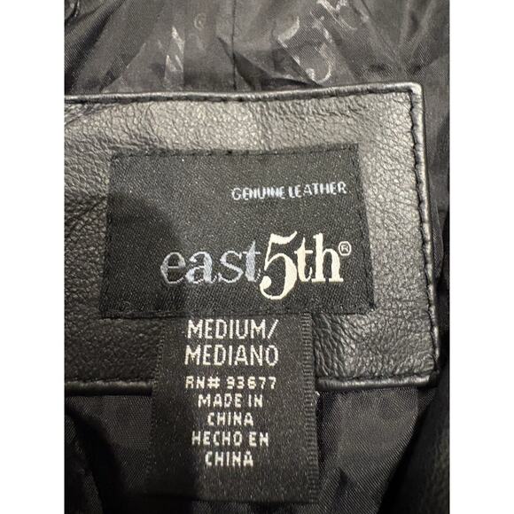 East 5th Ave Black Leather Jacket Blazer Women's Medium - Picture 8 of 12